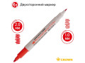 Маркер перманентный двухсторонний Crown "Multi Marker Twin" КРАСНЫЙ, пулевидный, 2мм/1мм