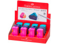 Точилка пластиковая Faber-Castell "Sleeve Mini" 1 отверстие, контейнер, розов./оранж., бирюзова 