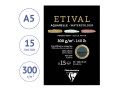 Альбом-склейка для акварели Clairefontaine "Etival"  А5, 15л. Торшон. 300г/м2  ( чёрный )  